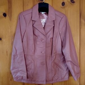 Denim&Co Button Front Lamb Leather Blazer with Pockets